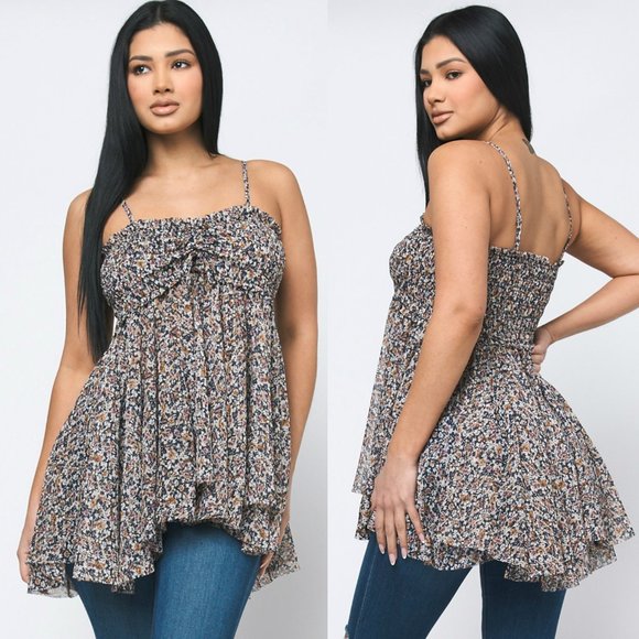 NWT Reset by Jane 'Viviana' smocked bust layered chiffon Tunic Top S,M,L - Picture 1 of 6